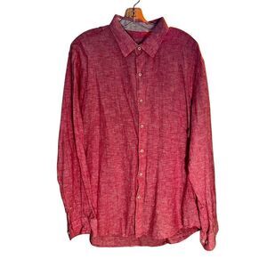 Tasso Elba Button Front Shirt Long Sleeve Linen /Cotton Sz XL